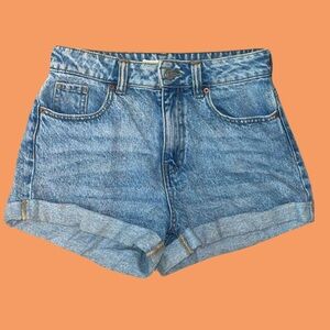 pacsun high rise summer beach denim rolled shorts